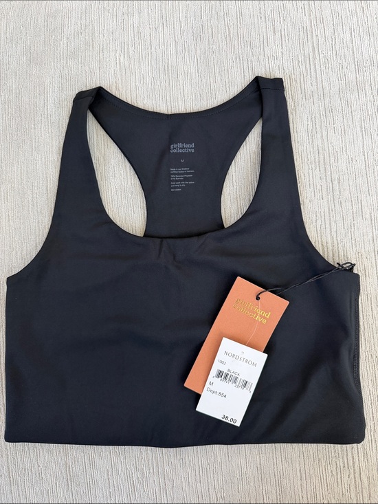 girlfriend collective Other - Girlfriend Collective Black Racerback Sports Bra Longline Crop Top S NWT